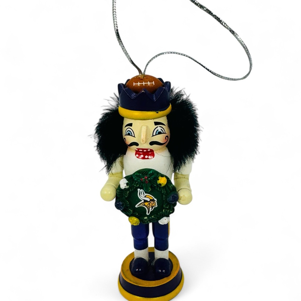 MN Vikings Football Nutcracker Ornament Wooden 3”